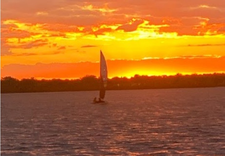 Sailboat at sunset on Lake St-Louis